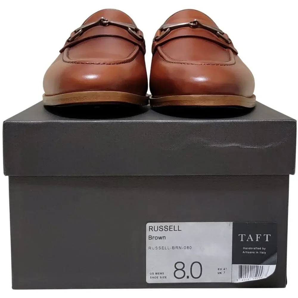 Taft Men Russell Slip On Horse Bit Loafers Size US 8D Brown Full Grain Leather